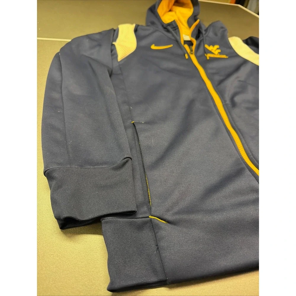 Nike‎ West Virginia Mountaineers Therma-FIT Full Zip Hoodie Navy Blue Mens Small